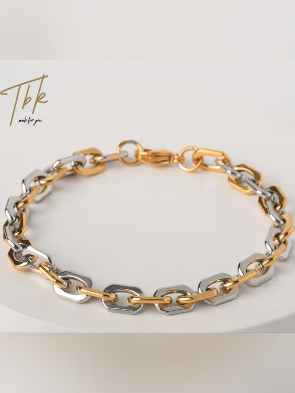 Two-Tone Gold and Silver Chain Bracelet - Picture 1 of 5